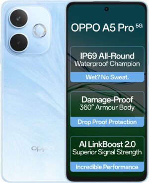 OPPO A5 Pro 5G (Feather Blue, 8GB RAM, 128GB Storage)