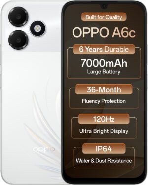 OPPO A6c (Feather White, 4GB RAM, 64GB Storage)
