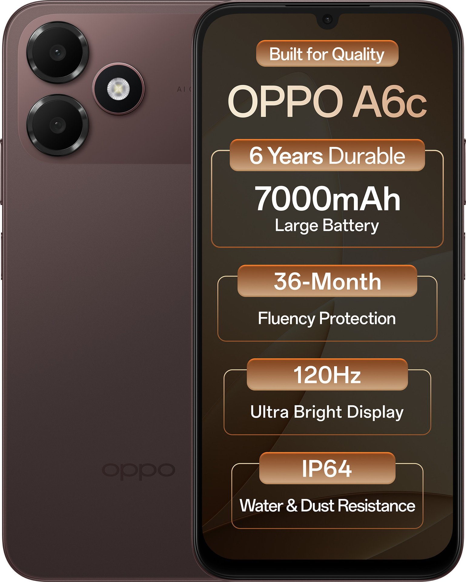 OPPO A6c (Stone Brown, 4GB RAM, 64GB Storage)