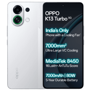 OPPO K13 Turbo 5G (8GB RAM, 256GB Storage, White Knight)