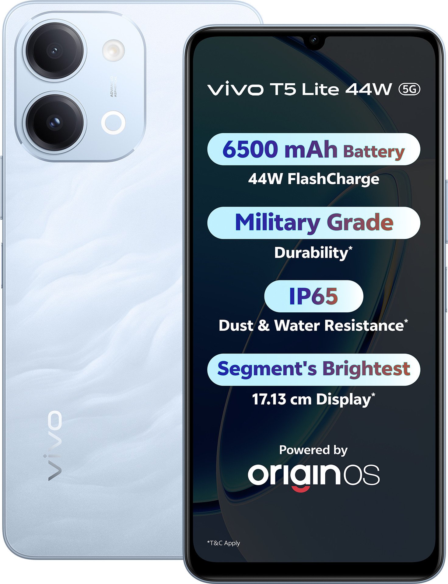 vivo T5 Lite 44W 5G Wave Blue 6GB RAM 128GB Storage